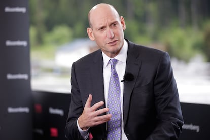 David Gitlin, chief executive officer of Carrier Global Corp., during a Bloomberg Television interview on day three of the World Economic Forum (WEF) in Davos, Switzerland, on Wednesday, May 25, 2022. The annual Davos gathering of political leaders, top executives and celebrities runs from May 22 to 26.