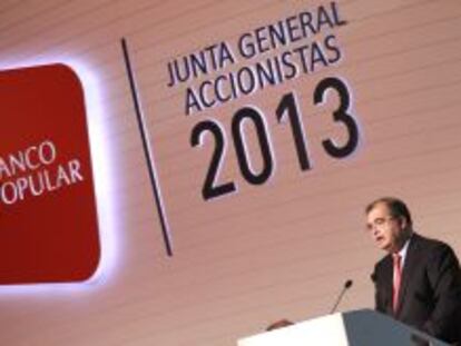 &Aacute;ngel Ron, presidente de Banco Popular, en la &uacute;ltima junta general de accionistas.