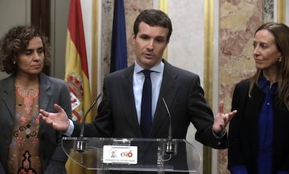Pablo Casado, este martes en el Congreso.