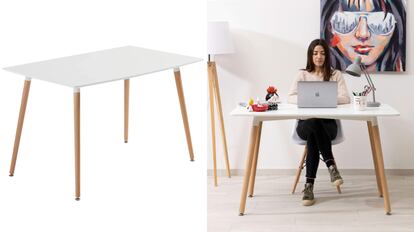 Se trata de un escritorio minimalista y de línea modernista con un toque a diseño escandinavo inconfundible