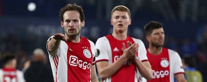 Varios jugadores de fútbol del Ajax de Ámsterdam, durante un reciente partido en el Coliséum Alfonso Pérez, contra el Getafe FC