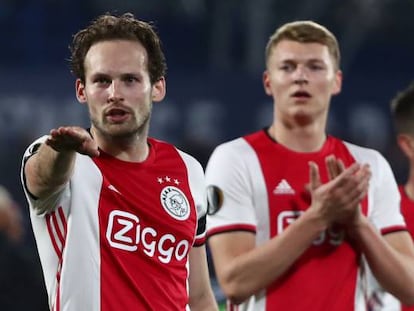 Varios jugadores de fútbol del Ajax de Ámsterdam, durante un reciente partido en el Coliséum Alfonso Pérez, contra el Getafe FC