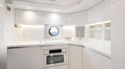 One of the kitchens on the yacht.