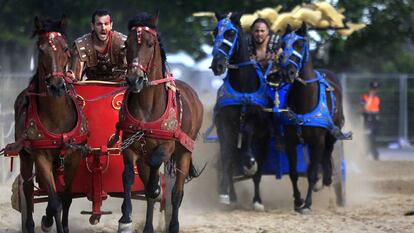 Carreras de bigas en el circo romano.