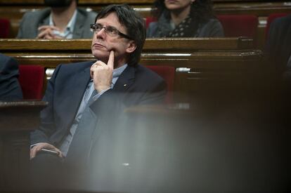 Carles Puigdemont, en el Parlament este jueves. 