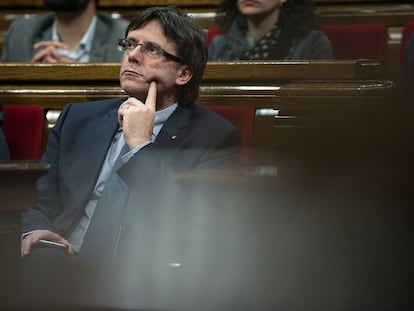 Carles Puigdemont, en el Parlament este jueves. 