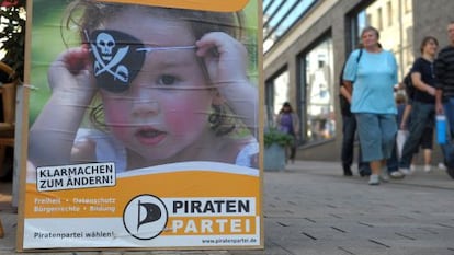 Cartel electoral del Partido Pirata alem&aacute;n Thuringia, en 2009. 