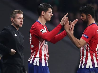 Diego Costa, sustituido por Morata durante el encuentro de ida de octavos de final entre el Atlético y la Juventus.