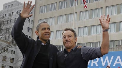 Barack Obama y Bruce Springsteen en un concierto del cantante, en 2012