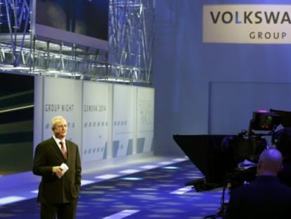 Martin Winterkorn, durante su intervenci&oacute;n en el evento del grupo VW.