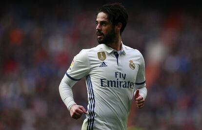 Isco, en el Bernabéu en el partido contra el Espanyol.