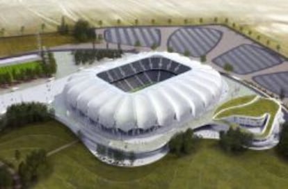 Maqueta del futuro estadio argelino de S&eacute;tif.