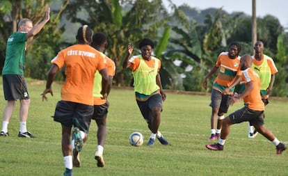 Entrenamiento de Costa de Marfil en Abidjan antes de su partido contra Mali.