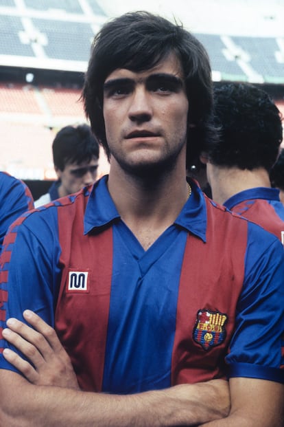 Marcos Alonso, durante la presentación en el Barcelona en la temporada 82-83.