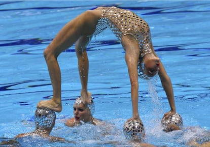 El equipo espa&ntilde;ol de nataci&oacute;n sincronizada en los Juegos de Londres.