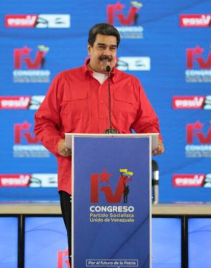 El presidente venezolano, Nicolás Maduro, en el congreso del Partido Socialista Unido de Venezuela (PSUV).