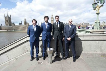 Xavi Pascual, Juan Carlos Navarro, Rudy Fernández y Pablo Laso, en Londres