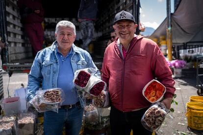 Hernán Cruz, a la izquierda, y Manolo Cruz, en la plaza de Paloquemao.