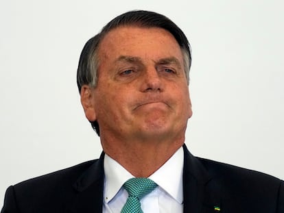 O presidente Bolsonaro no dia 15, no Palácio do Planalto..