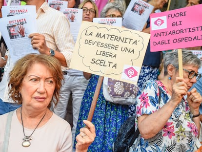 Manifestación a favor del derecho al aborto en Italia, a comienzos de agosto de 2023.