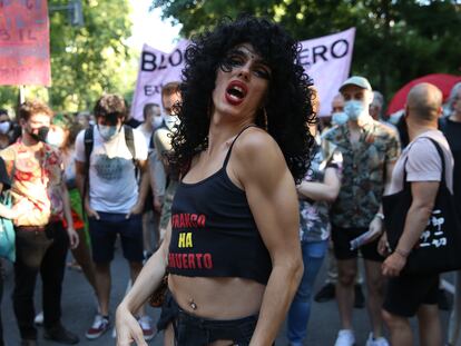 La artista Samantha Hudson, en la manifestación del Orgullo Crítico, en Madrid, el pasado 29 de junio.