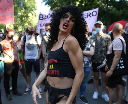 La artista Samantha Hudson, en la manifestación del Orgullo Crítico, en Madrid, el pasado 29 de junio.