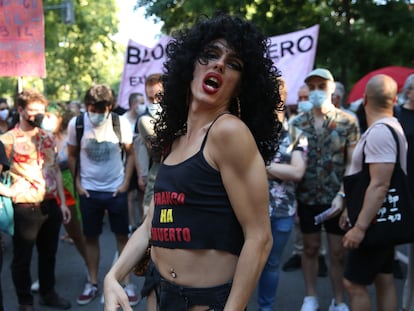 La artista Samantha Hudson, en la manifestación del Orgullo Crítico, en Madrid, el pasado 29 de junio.
