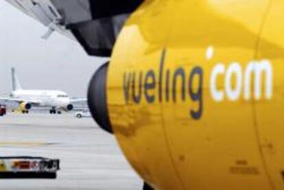 Detalle de un avión de Vueling