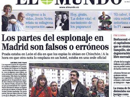 Informaciones publicadas por <i>El Mundo,</i> en las que se trata de desacreditar la existencia de una trama de espías en la Comunidad de Madrid.