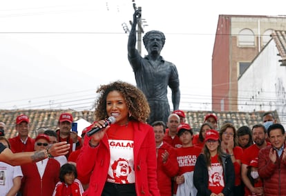 Mabel Lara, cabeza de la lista al Senado por el Nuevo Liberalismo, el pasado marzo en un acto de cierre de campaña en Soacha.