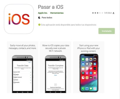 Pasar a iOS, de Apple.