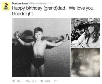 Su hijo Duncan le felicitaba el cumpleaños con tres imágenes y esta dedicatoria: "Feliz cumpleaños, abuelo y papá. Te queremos. Buenas noches"
