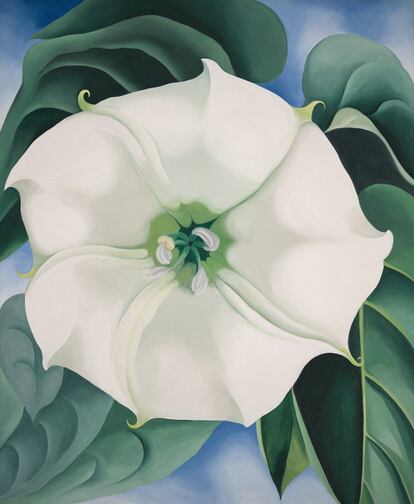 Hasta el 8 de agosto, el Museo Thyssen-Bornemisza presenta la primera retrospectiva en España, con 90 obras, de Georgia O’Keeffe (1887-1986), una de las máximas representantes del arte norteamericano del siglo XX. 