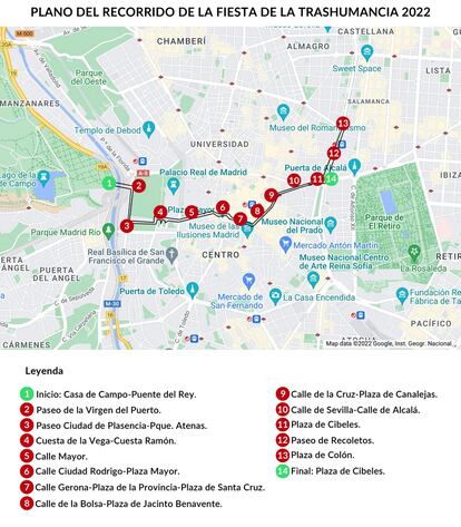 Mapa del recorrido de la fiesta de la trashumancia 2022.