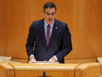 Pedro Sánchez, en su comparecencia en el Senado.