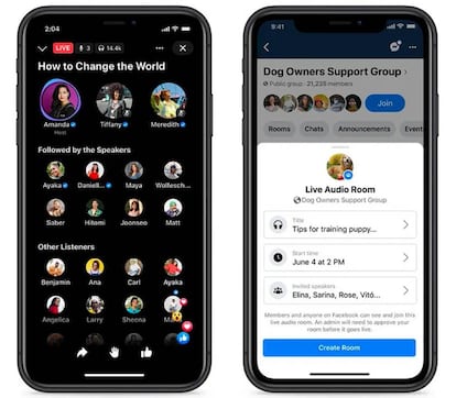 Chats de audio en directo en Facebook.