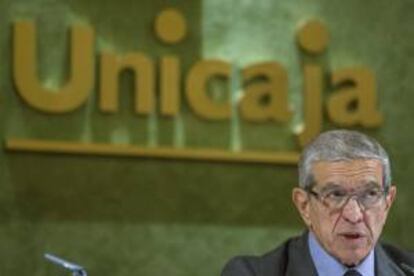 El presidente de Unicaja, Braulio Medel, durante una presentación. EFE/Archivo