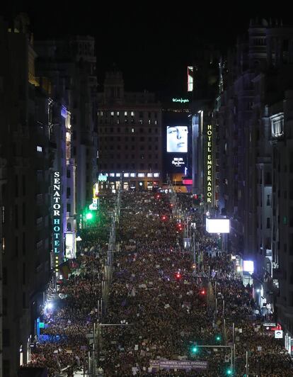 Madrid’s Gran Vía during the march.