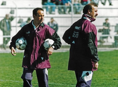 Con Del Bosque en su etapa como técnico de la cantera del Real Madrid.