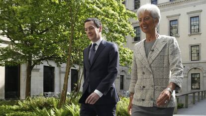 La directora del Fondo Monetario Internacional, Christine Lagarde, se reúne con el ministro británico de Economía, George Osborne, en Londres.