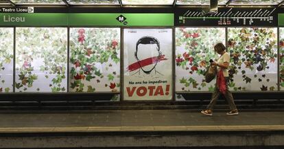 Campaña publicitaria de Omnium en el metro de Barcelona.