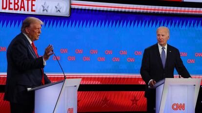 Donald Trump y Joe Biden, durante el primer debate en Georgia.