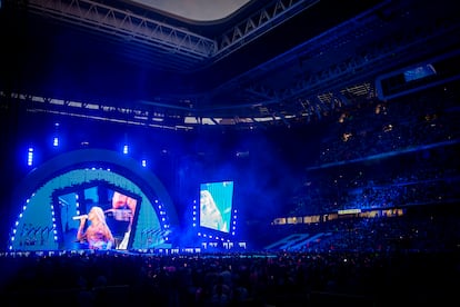 Concierto de la cantante colombiana Karol G, en el Santiago Bernabéu en julio.