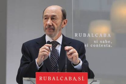 El candidato socialista a la Presidencia del Gobierno, Alfredo Pérez Rubalcaba