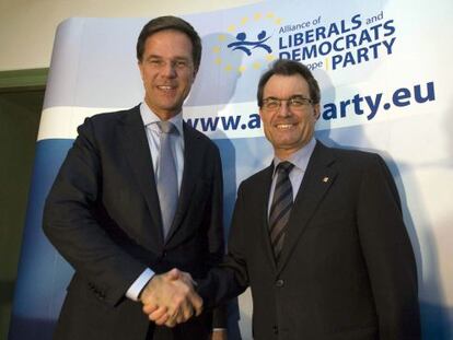 Artur Mas y el ministro holand&eacute;s, Mark Rutte.