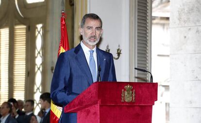 El rey Felipe Vl en un discurso durante su visita a Cuba.