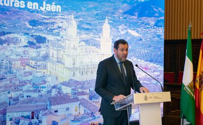 El ministro de Transportes y Movilidad Sostenible, Óscar Puente, este viernes en Jaén.