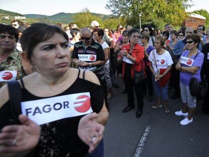 Protesta en defensa de los puestos de trabajo de Fagor Electrodomésticos.