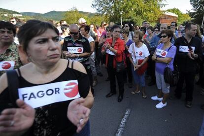 Protesta en defensa de los puestos de trabajo de Fagor Electrodomésticos.