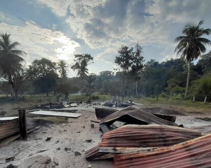 Algunos de los destrozos llevados a cabo por los invasores en la aldea Wilu en Nicaragua.